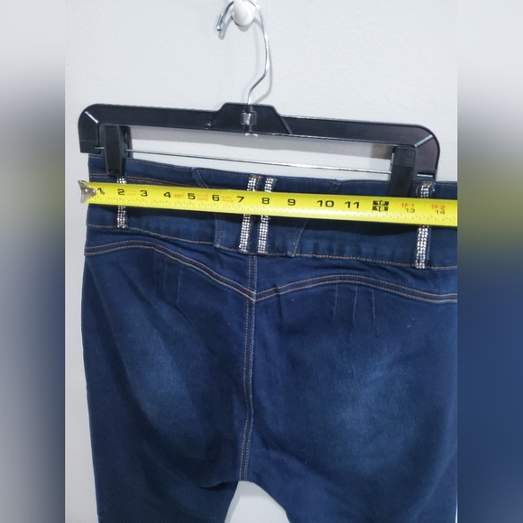 BELLA B Women's Midnight Blue Jeans with Rhinestone Embelishment Strechy - Picture 4 of 10